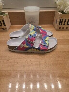 Birkenstock Arizona Slide Sandals "Tie Dye Multi" Birko-Flor Women's Size EU 37